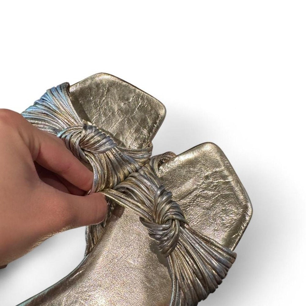 Gold Metallic Knotted Jeffrey Campbell Flats - Picture 2 of 4